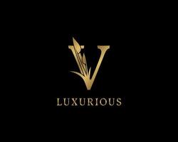 letter V luxury floral vintage logo vector