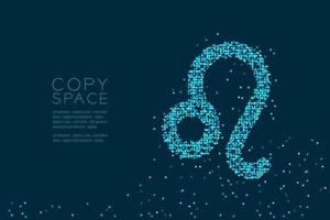 Abstract Star pattern Leo Zodiac sign shape, star constellation concept design blue color illustration isolated on dark blue background with copy space, vector eps 10