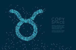 Abstract Star pattern Taurus Zodiac sign shape, star constellation concept design blue color illustration isolated on dark blue background with copy space, vector eps 10