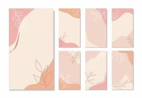 Minimal social media story background with Pastel color and line art floral ornament vertical background vector