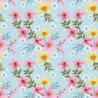 Colorful hand draw flowers seamless pattern. vector