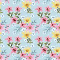 Colorful hand draw flowers seamless pattern. vector