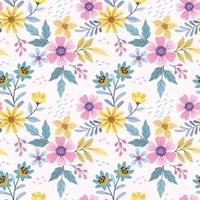 Colorful hand draw flowers seamless pattern. vector