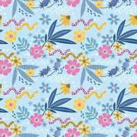 Colorful flowers design seamless pattern. vector