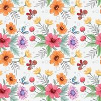 Colorful hand draw flowers seamless pattern. vector