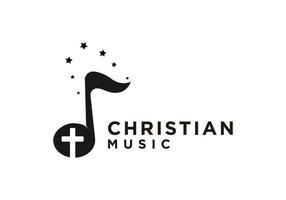 Cristian symbols. The Cross of Jesus in a musical note vector