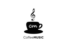 diseño de ilustración de logotipo de música de café vector