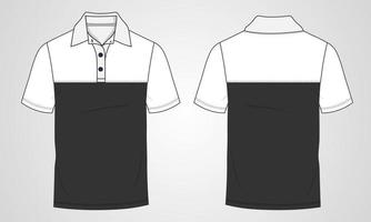 Short sleeve Polo shirt Overall technical fashion Drawing Flat sketch template front and back view. apparel dress design vector illustration mock up Polo tee CAD.