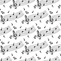 Vector pattern with music notes. Doodle style. Treble clef pattern.