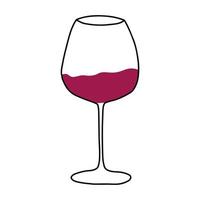 Glass with red wine. Isolated on a white background. Vector illustration in doodle style.