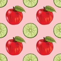 dibujar a mano manzana y limón diseño sin costuras vector