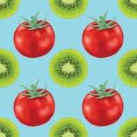 red tomato and kiwi seamless vector