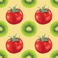 red tomato and kiwi seamless pattern design vector