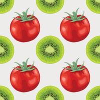 red tomato and kiwi seamless pattern vector