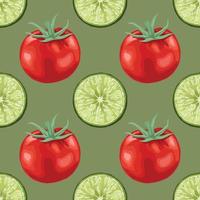 red tomato and lemons pattern vector