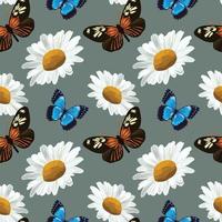 hand draw butterfly and flower seamless design vector