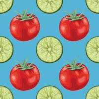 red tomato and lemons seamless pattern vector