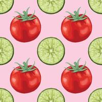 red tomato and lemons seamless pattern design vector