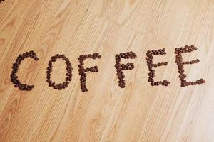 Coffee phrase spelled out of roasted beans photo