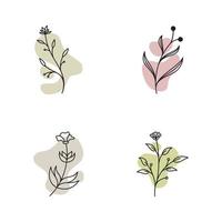 Vector botanical logo template in elegant hand draw and minimal style. Isolated object  flower.For badges  logotypes and branding