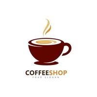 Coffee shop Minimalist vector logo. Coffee beans logo template