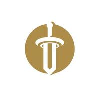 Sword Logo icon with T letter initial logotype vector