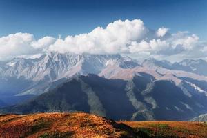 Thick fog on the mountain pass Goulet. Georgia, Svaneti. Europe. photo