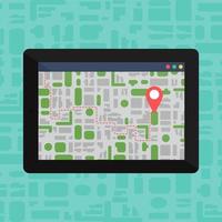 Electronic Offline Map On Tablet, Mobile Gadget vector