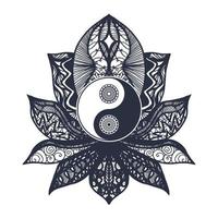 Vintage Yin and Yang in Lotus vector