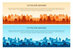 Cityscape flat vector banner templates set