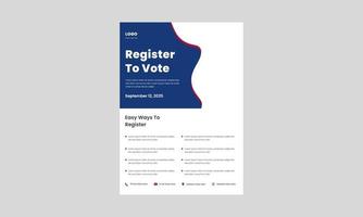 plantilla de diseño de volante de registro de votantes. forma fácil de registrarse para el afiche de votación, diseño de folletos. regístrese y vote plantilla de diseño de volante. vector