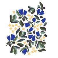 Vector hand-drawn blue tulips illustration motif graphic resource digital artwork
