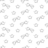 diseño de impresión de patrones sin fisuras para niños con estrella, cometa. diseño para tejidos de moda, gráficos textiles, estampados. negro sobre blanco vector