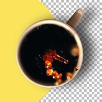Isolated shot of a cup of black coffee on transparent background. photo