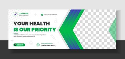 Medical healthcare social media timeline cover and web banner template. Healthcare Social Media web Banner Template. Medical doctor healthcare social media web banner and cover design. vector