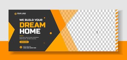 Home improvement and repair construction social media cover banner design template. Corporate construction tools social media Cover photo Template. Home improvement and repair construction web banner vector