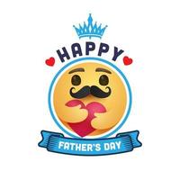 Happy Father's Day with yellow emoji hug red heart.Greetings and presents for Father's Day.Vector illustration eps 10 vector