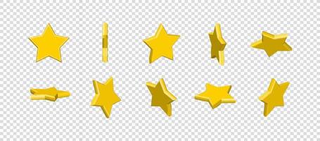 Star of different shapes, bright yellow color. vector