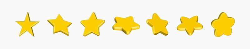 Star of different shapes, bright yellow color. vector