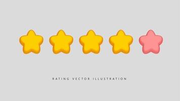 cinco estrellas, colores amarillo y rosa brillantes. vector