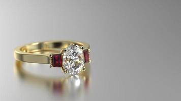 yellow gold engagement ring 3d render photo