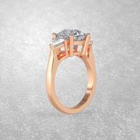 3 stone engagement ring in gold 3D render photo