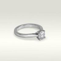 solitaire engagement ring laying down position in white gold 3D render photo