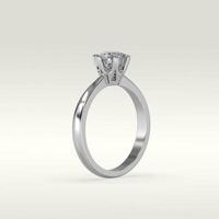 solitaire engagement ring standing position in metal gold 3D render photo