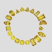 yellow diamond color stone in all gem shapes 3D render photo