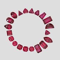 ruby color stone in all gem shapes 3D render photo