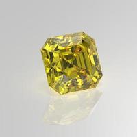 yellow diamond gemstone asscher 3D render photo