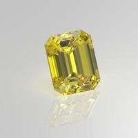 yellow diamond gemstone emerald 3D render photo