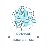 Memorable turquoise concept icon. Designer work. Good logo design characteristics abstract idea thin line illustration. Isolated outline drawing. Editable stroke. Arial, Myriad Pro-Bold fonts used vector