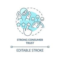 Strong consumer trust turquoise concept icon. Website rating. Good design importance abstract idea thin line illustration. Isolated outline drawing. Editable stroke. Arial, Myriad Pro-Bold fonts used vector